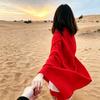 Фотография путешествия к соленому озеру Чака в Цинхае Красный шарф Женский пляжный шарф от солнца Шарф для путешествий на море