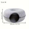 Wool Felt Cat Tunnel Nest – Modern Style Uncharged Donut Bed, Detachable & Washable All-Season Cat House, 1pc Cozy Cat Condo