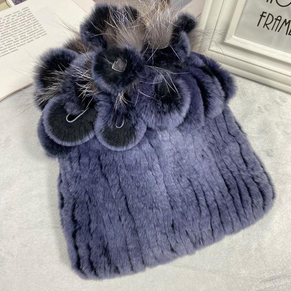 Пушистая зимняя шапка из натурального меха, теплая шапка из натурального меха кролика Рекс, женская вязаная шапка из 100% натурального меха