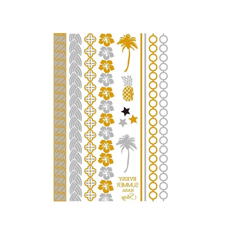 Yh ретро большая бронзовая татуировка наклейка водонепроницаемая татуировка наклейка Amazon набор горячая серебристая цветная печать наклейка