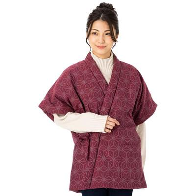 Watanosato hanten для Kurume dobby hanten 16100 конопляный лист японского производства для женщин, плетение, наполнитель хлопок (свободный размер, красный)