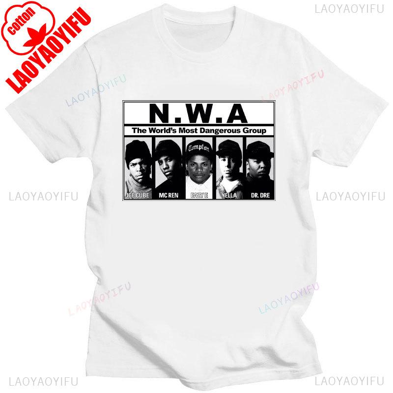 Прямиком из КОМПТОНА Мужская модная хлопковая футболка Черная Классический постер к фильму Графическая футболка Уличная одежда Летняя мужская одежда Подарок