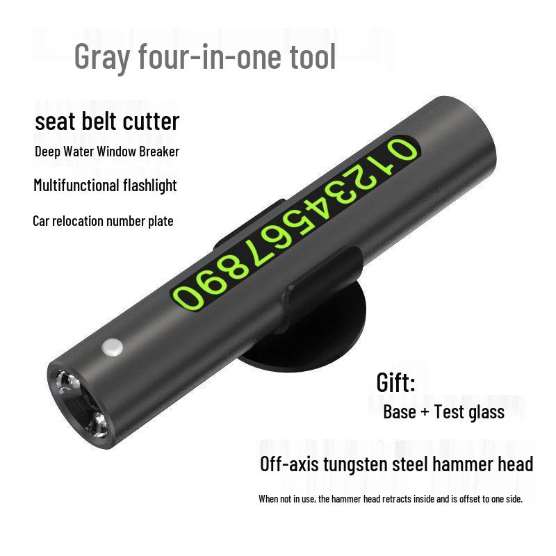 Многофункциональный автомобильный аварийный молоток и стеклобой с табличкой для номера парковки