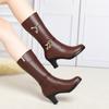 Высококачественные ботфорты женские из мягкой кожи, со средней высотой голенища, зимние, удобные, теплые, на меху, женские длинные сапоги, обувь, черные, коричневые