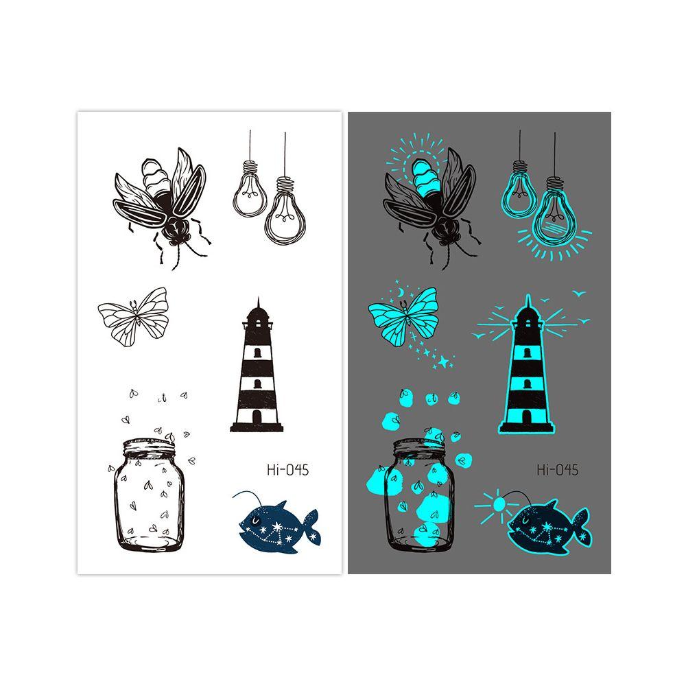 Star Feather Men Women Tattoo Sticker Blue Luminous Fake Tattoo Temporary Tattoos Body Art