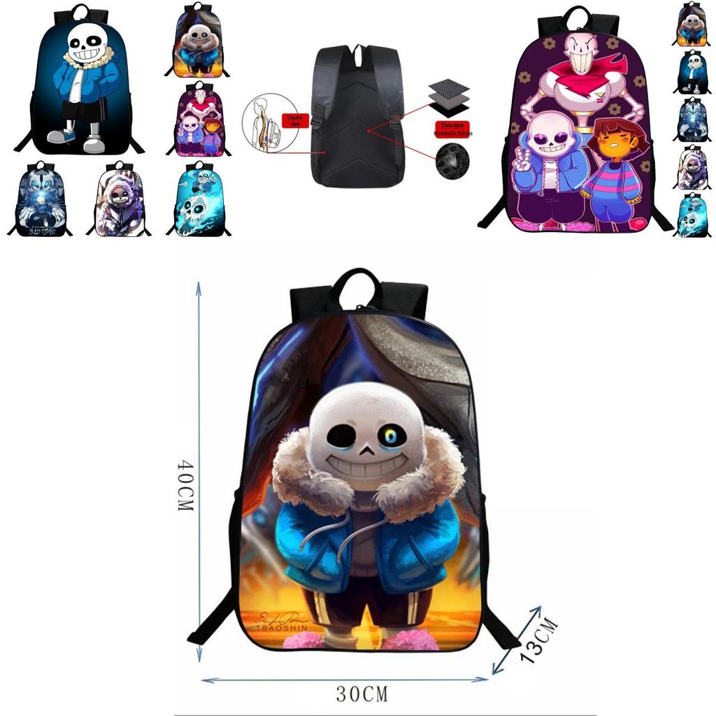 Детский рюкзак Undertale Sans 16 дюймов из прочного полиэстера с регулируемыми мягкими плечевыми ремнями
