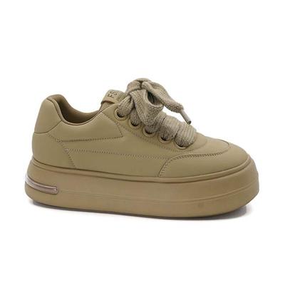 Кроссовки из микрофибры, весенне-осенне-летние кроссовки на платформе со шнуровкой, сохраняющие тепло, женская повседневная обувь абрикосового цвета