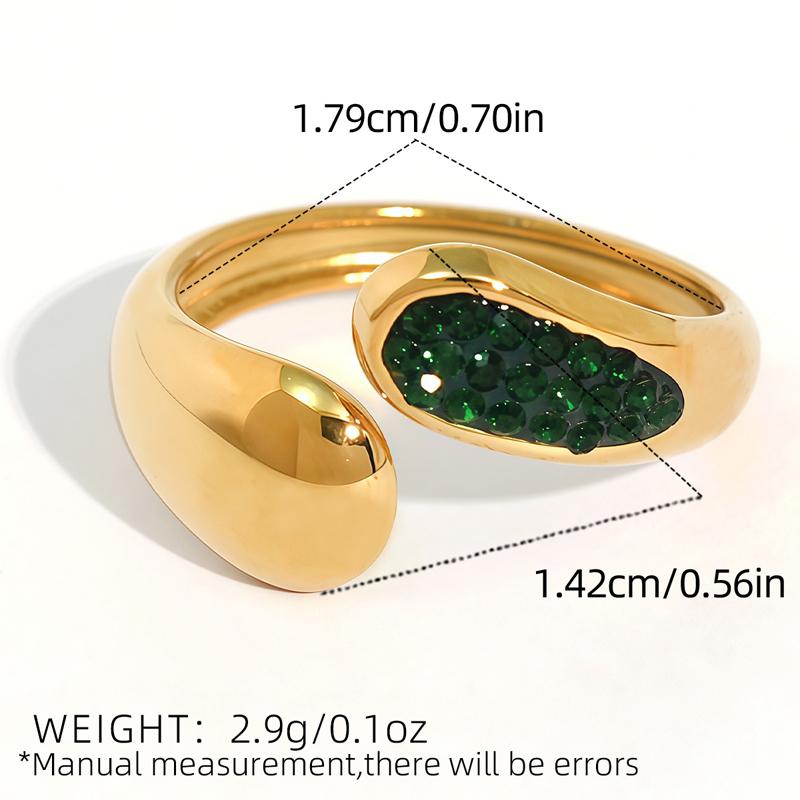 Fashion Stainless Steel Water Drop Opening Ring for Women Simple Colorful Zircon Geometric Adjustable Finger Ring Dating Zircon
