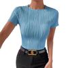 Women's Solid Color Round Neck Slim Short Sleeve T-shirt Top