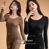Women's Hyaluronic Acid Skin-Enhancing Thermal Underwear Set: Long Sleeve Top & Long Pants, Round Neck, High Elasticity, Warm Autumn Wear.