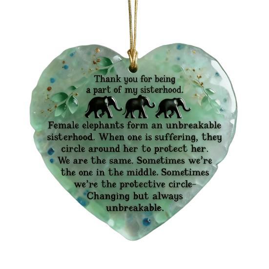Elephant Sisterhood Keepsake Ceramic Round/Heart Ornament Elephant Friendship Hanging Ornaments Gift for Best Friends