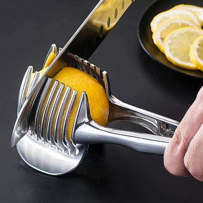 1шт ручная томатная ломтерезка лимонный резак из нержавеющей стали режущий держатель для нарезки кухонный гаджет