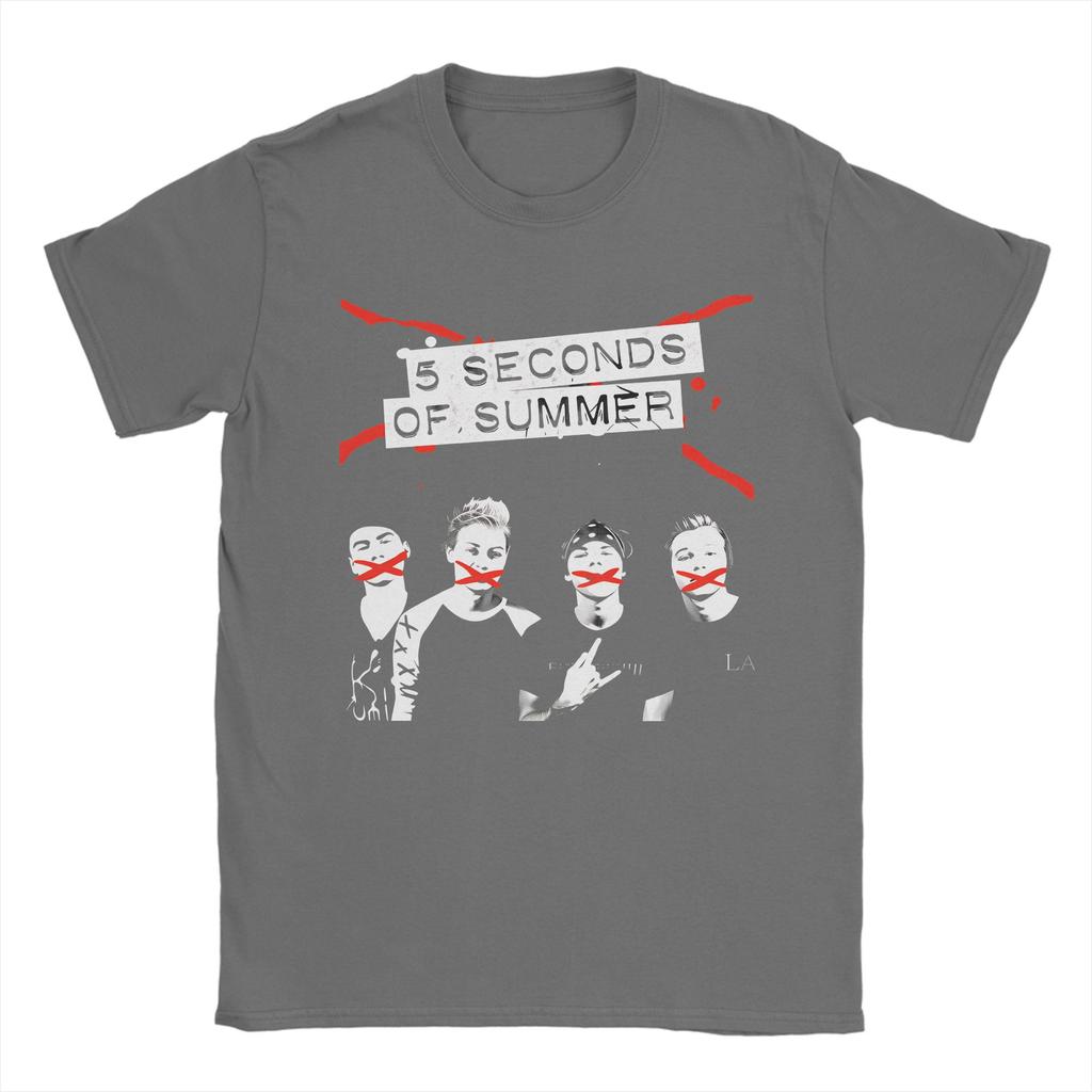 5 Seconds of Summer 5SOS T Shirts Men Cotton Humorous TShirt Round Collar Tees Short Sleeve Clothes Plus Size