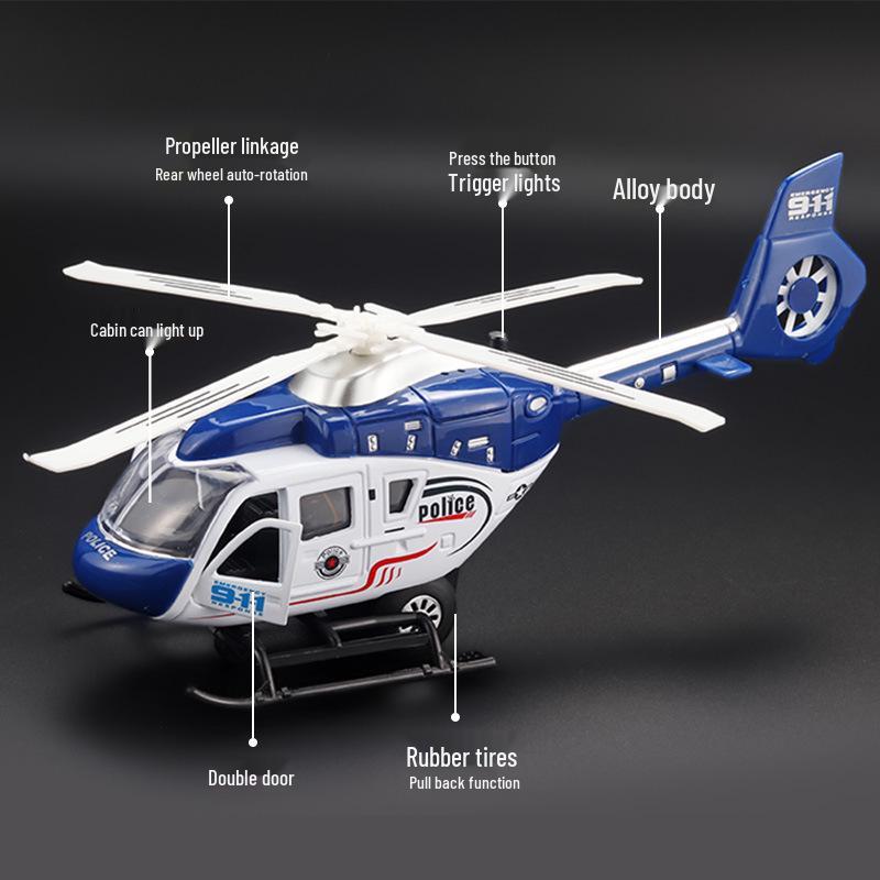 Helicopter Toy Model with Lights, Music, and Spinning Propeller