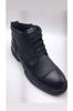 Men's Fashion Genuine Leather Flat Heeled Booties Black Zippered Winter Boots Shoes