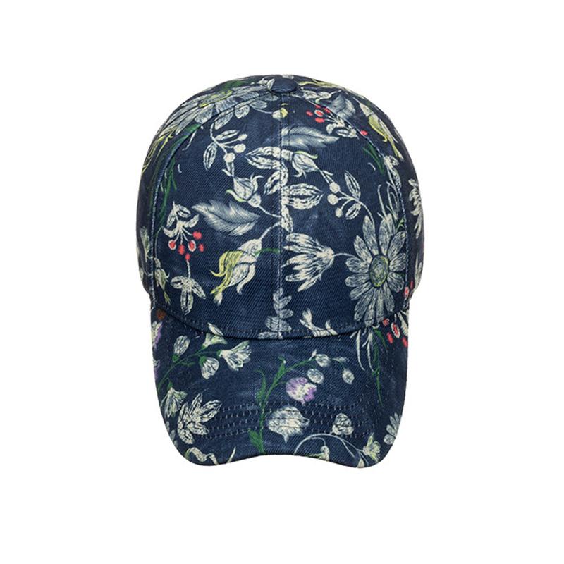 Spring Autumn Printed Flower Baseball Cap Female Outdoor Sun Cap Ponytail Panama Cap Visor Hats Snapback Hat