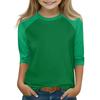 Tops For Youth Girls 4-16 Years Round Neck 3/4 Sleeves T-Shirts Trendy Tops Outfit Tees