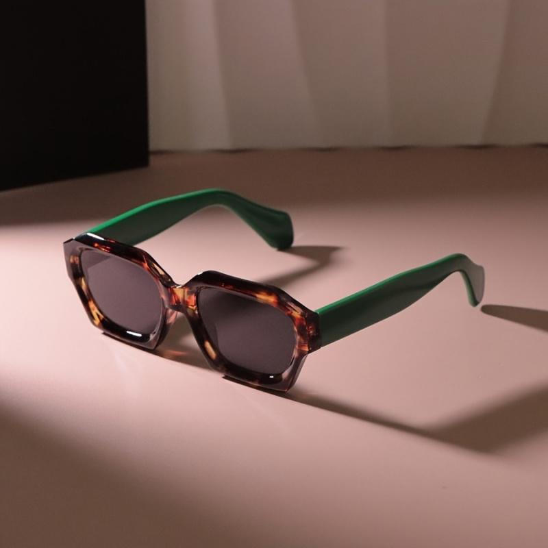 1 шт. Винтажные многоугольные очки в стиле ретро для женщин и мужчин - Классическая прямоугольная оправа с декоративными линзами с зеленым оттенком