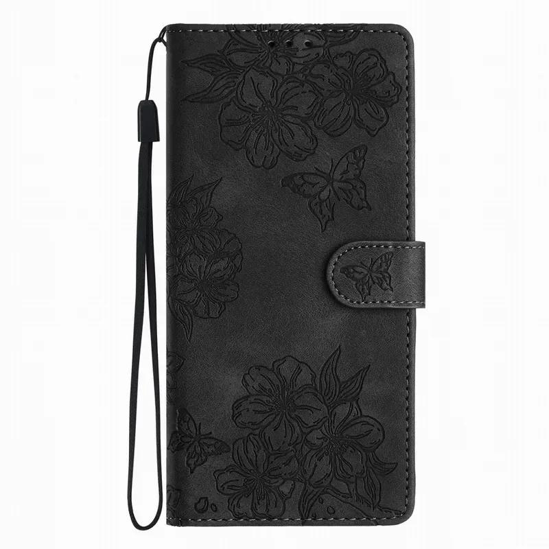 Cute Sakura Butterfly Case For TCL 40R 40X 40SE 40XL 403 405 406 408 Cash Wallet Card Slots Stand Phone Cover