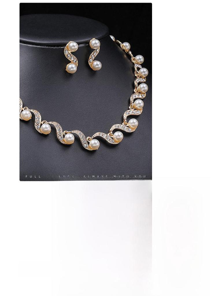 Элегантный комплект из жемчужного ожерелья и сережек: Легкий роскошный, универсальный свитер и цепочка на ключицу с дизайном из сплава.