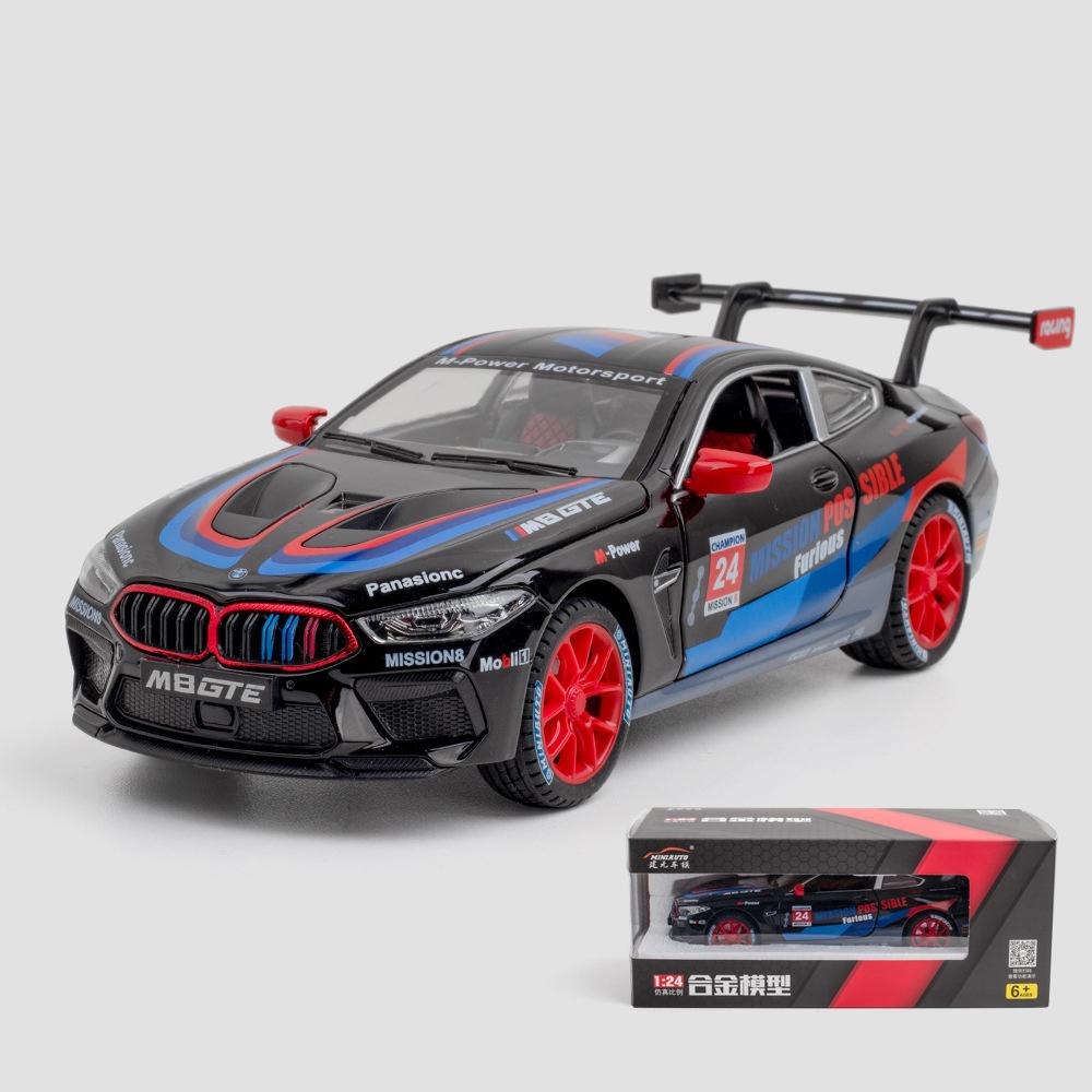 1/24 Scale M8 GTE Racing Diecast Car Model Toy, Pull Back Toy Vehicle with Sound and Light for Kids Toddler Boys Girls Gift Collection