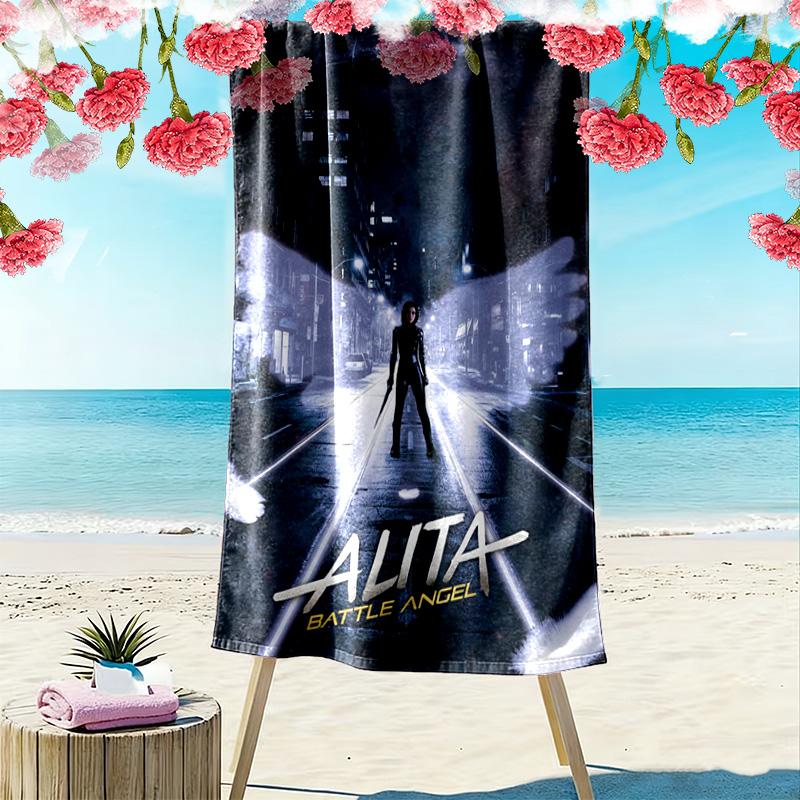 Future Warrior: Alita's Battle beach towel Portable for travel soft Outdoor pool towel Absorbent bath towel quick-drying swim towel beach Fashion