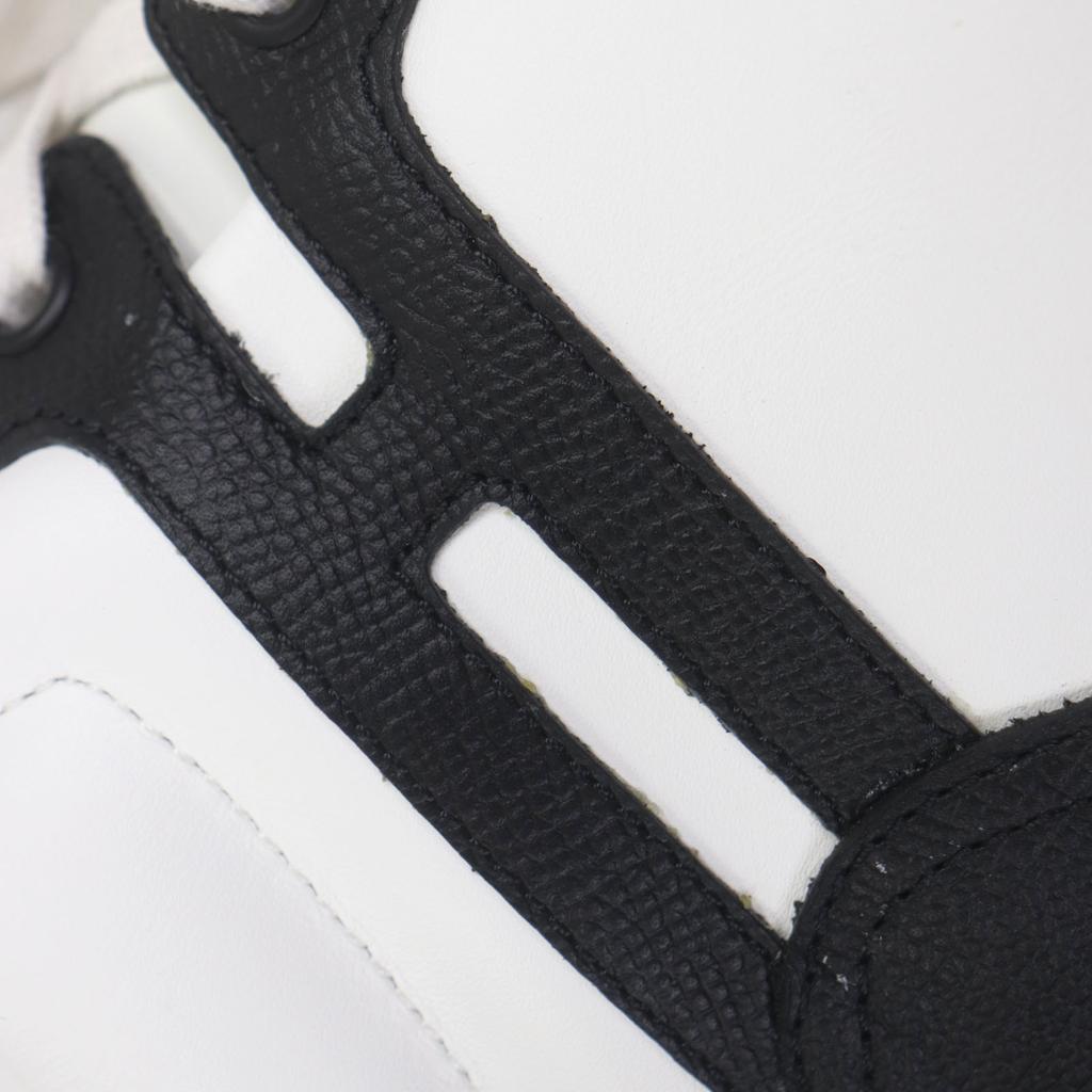 Excellent HERMES High cut sneakers inject White black leather mens 43.5 Used