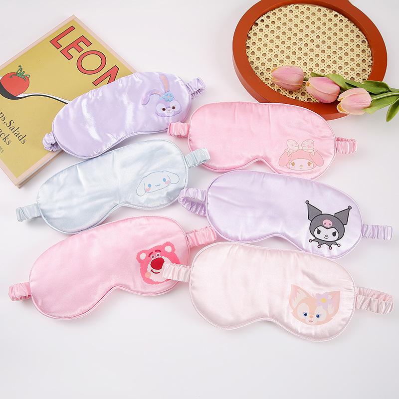 Маска для сна Sanrio из имитации шелка, дышащая накладка на глаза для путешествий, мягкий и удобный светонепроницаемый ночной патч для глаз