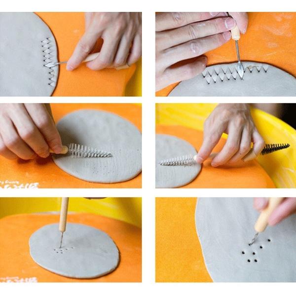 30 шт. Набор инструментов для керамики Набор инструментов для лепки из глины DIY Дрель Ручка для керамики Скульптура Резьба Скульптура Ремесло Набор инструментов для моделирования с деревянной ручкой для начинающих