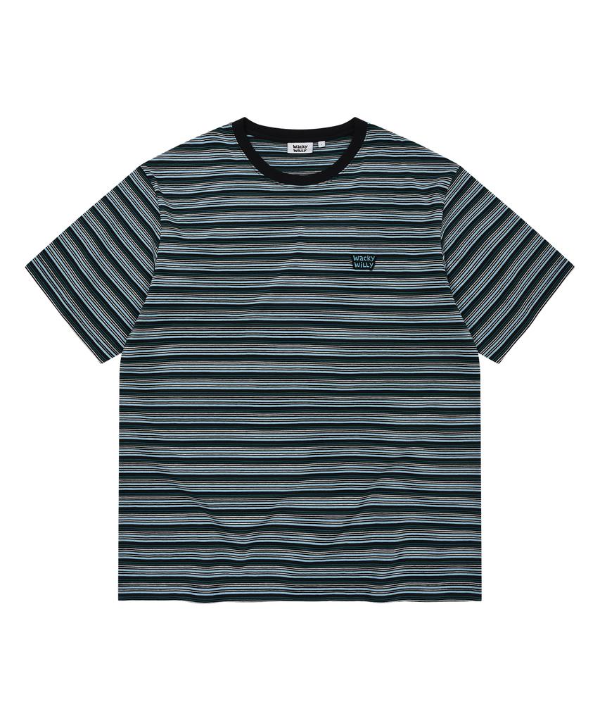 WACKY WILLY Multi-Stripe Short Sleeve T-Shirt Black