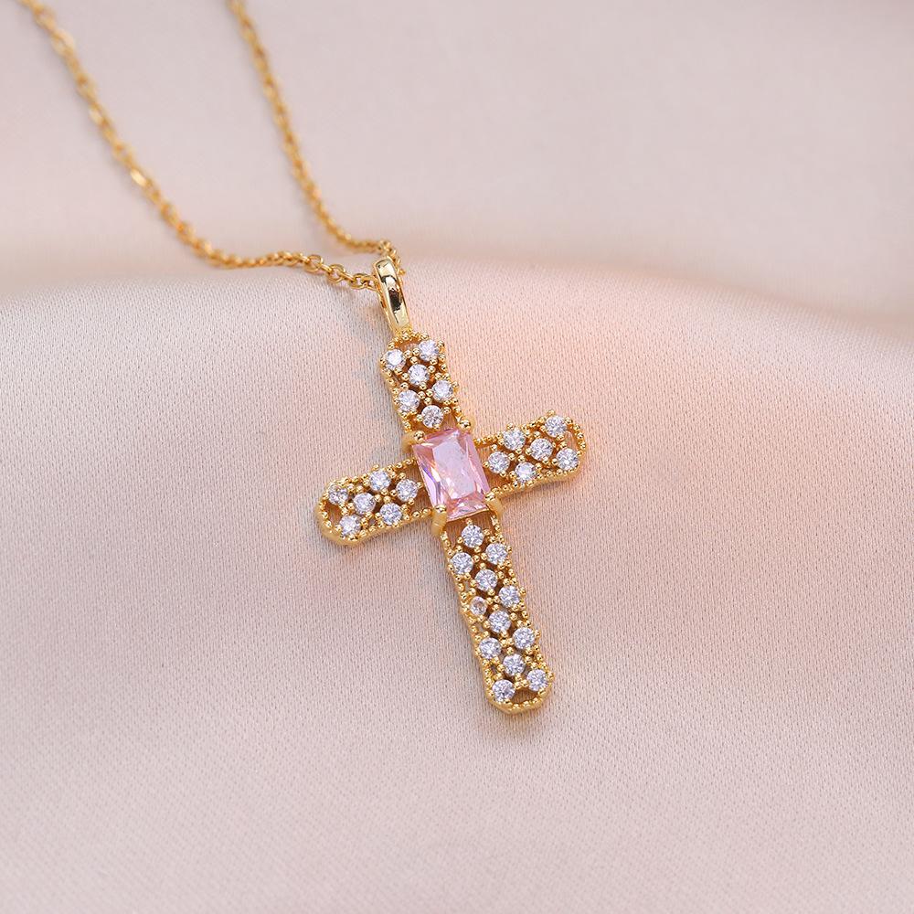 Роскошное ожерелье с подвеской в ​​форме креста для женщин, новинка 2024 года, цепочка из нержавеющей стали, ювелирные изделия, аксессуары для вечеринок