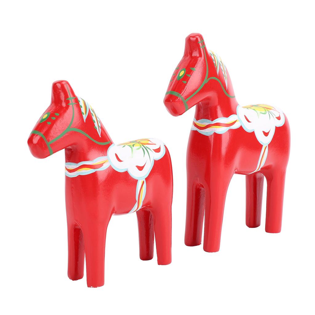 2pcs Hand Painted Swedish Wooden Horse Figurine Dalecarlian Horse Ornaments for Home Wedding Supplies