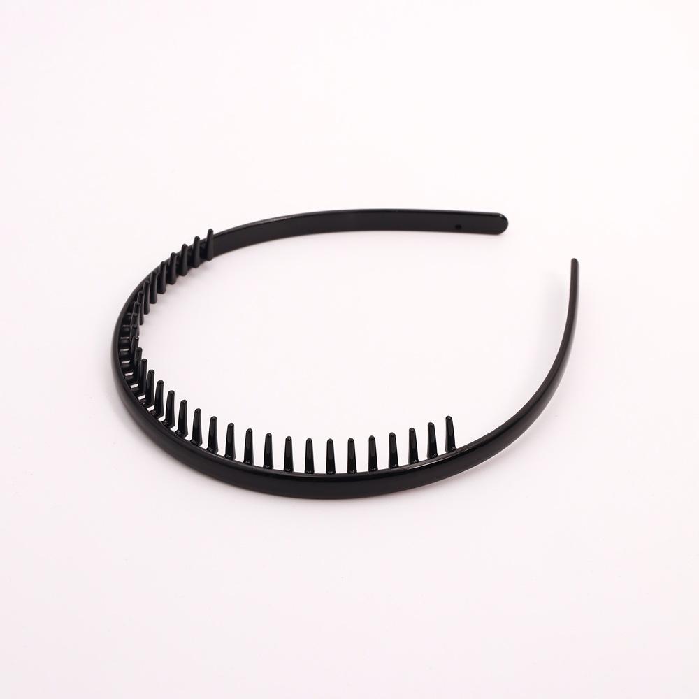 Simple and stylish black toothed non-slip headband for washing face, bangs pressing headband, women's adult hair clip, plastic hairpin, set of 12