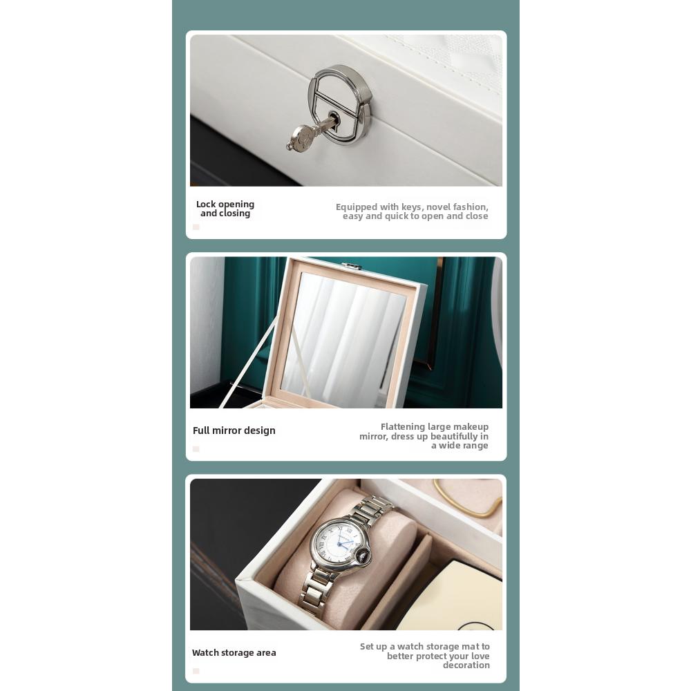 Шкатулка для драгоценностей, европейская шкатулка для хранения ювелирных изделий с замком, шкатулка для коллекции ювелирных изделий, часов, ожерелий, браслетов, отделочная шкатулка