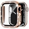 Стекло+Чехол для корпуса Apple Watch 45мм 44мм 41мм 40мм 46мм 42мм Блестящий Алмазный бампер+Защитное стекло для экрана серия 11 10 9 8 7 5 6 4 SE
