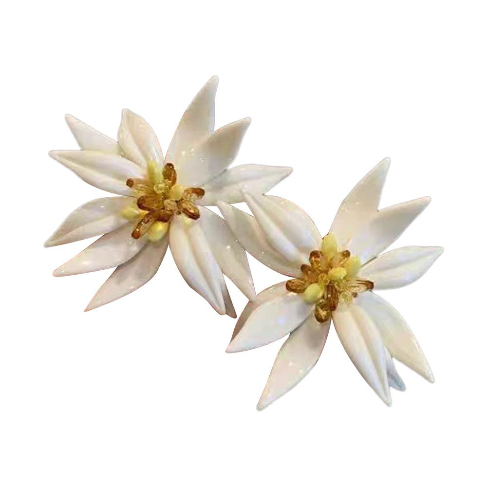 Преувеличенные серьги с красными цветами Винтажные эффектные серьги Праздничные украшения для вечеринок для женщин и девушек