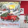 Merry Christmas Shower Curtain Waterproof Red Car with Christmas Tree Bathroom Curtains Snow Xmas Bathroom Decor Set With Hooks