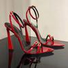 Summer Sandals Women New One Line Strap Super High Heel Sandals Women's Pointed Thin Heels Banquet Red Simple High Heels