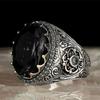New Punk Turkey Vintage Rings Geometric Oval Black Suitable For Anniversary Party Wedding Men 'S Rings High -End Luxury Jewelry