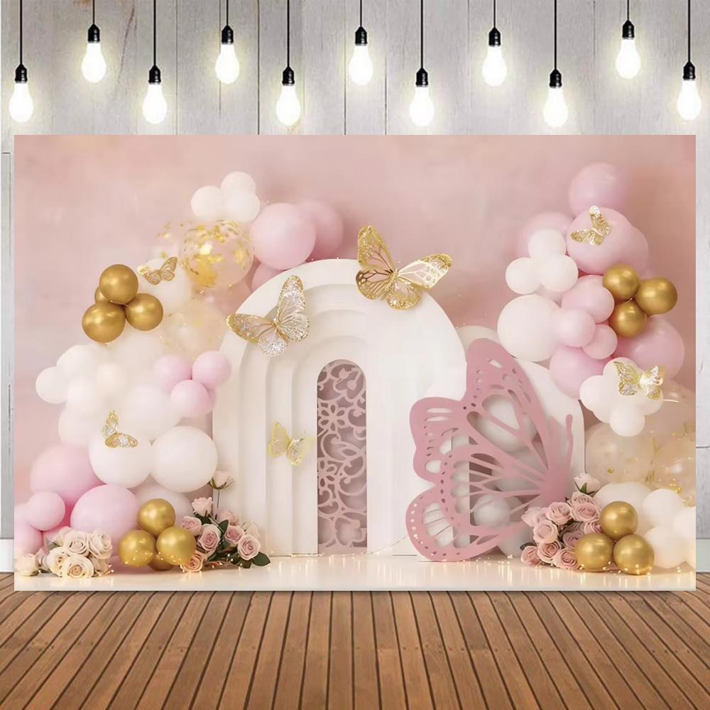 Balloons Cake Smash 1st Birthday Photography Backdrop Kids Baby Baby Shower Newborn Birthday Party Background Photo Studio Props11