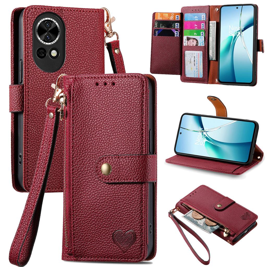 For Huawei nova 13 5G Case RFID Blocking Zipper Pocket Leather Wallet Phone Cover with Strap