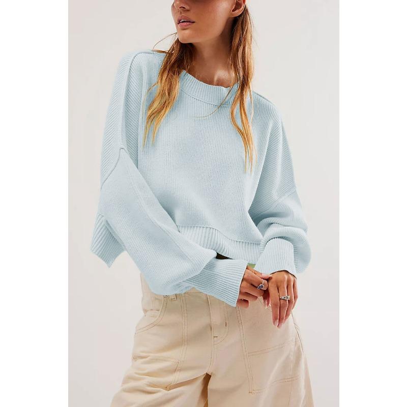 Women's Autumn and Winter Round Neck Solid Colour Loose Pullover Jumper