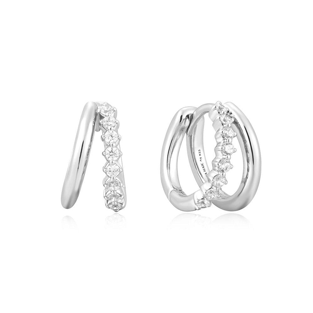Double Mixed 925 Silver Hoop Ring Earrings E059-15H