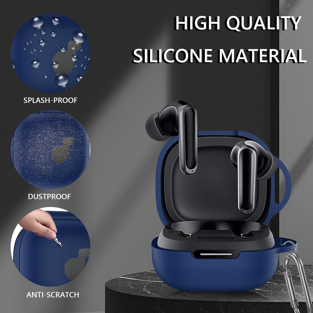 Силиконовый чехол с карабином Защитный чехол-скин Ударопрочный чехол для наушников Чехол-крышка Виден светодиод и логотип для Anker Soundcore P40i