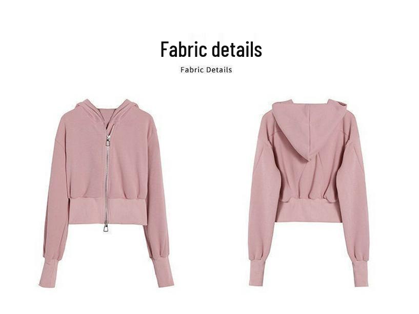 Комплект толстовки с капюшоном в стиле G College и брюк с высокой посадкой и широкими штанинами для женщин - Модная короткая куртка на молнии, Повседневный вариант для начала осени