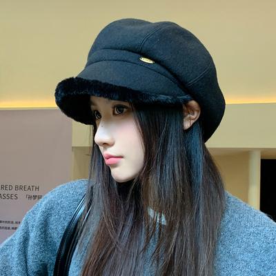 Пушистый берет в корейском стиле, модный и универсальный, защищающий от холода и согревающий, восьмиугольная шляпа, большой обхват головы, кепка газетчика для младенца