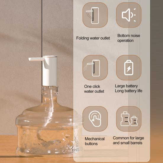 Насос для бутылки с водой, малошумный перезаряжаемый компактный размер, электрический автоматический питьевой мини-кувшин для воды, диспенсер для офиса