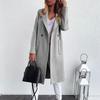 Women's Fashion Autumn And Winter Long-Sleeved Lapel Long Tweed Coat Windbreaker Jacket