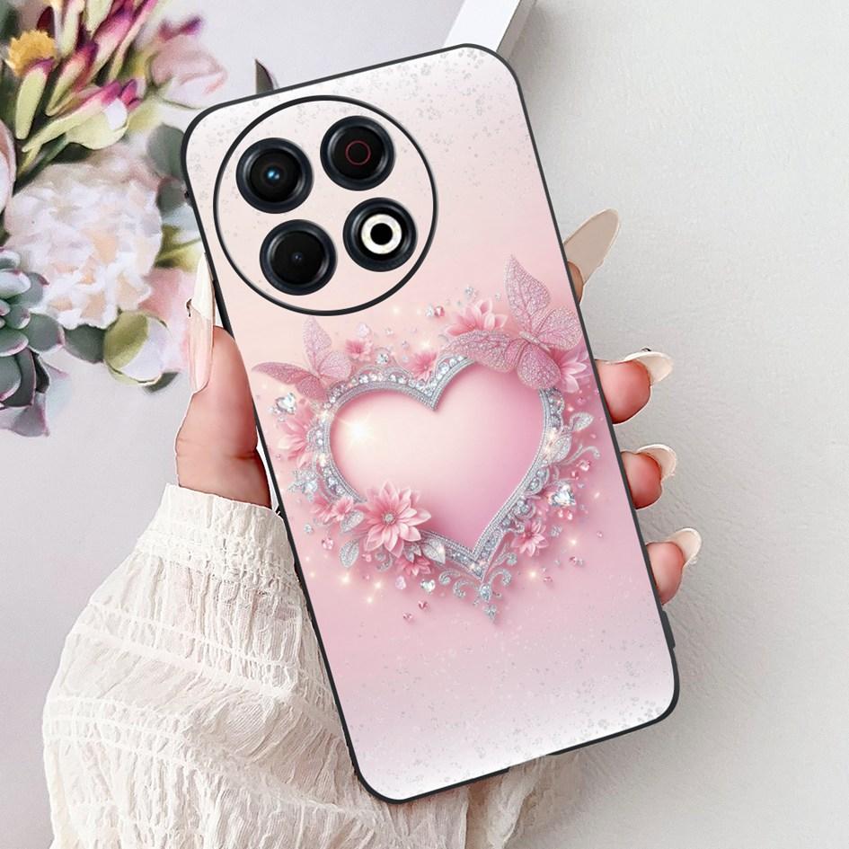 Для Tecno Spark 30 KL6 Чехол Spark 30 Pro KL7 Обложка Модный Цветок Мягкий Черный Силиконовый Чехол для Телефона Для Tecno Spark30 Pro 2024 Чехол