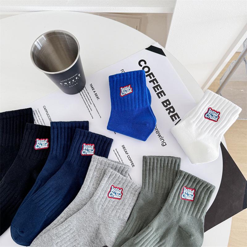 Cityboy Корейские вышитые носки средней длины - Модные, дышащие спортивные носки для мужчин и женщин